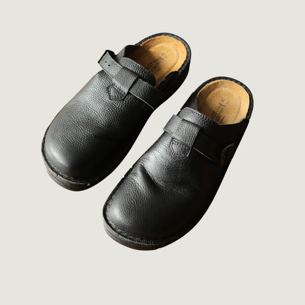 Naot Fiord Clog Black Leather Anatomic Cork Footbed Gorpcore 45 US 12 Mules